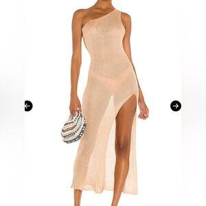 Elegant One-Shoulder Tan Swim Cover-Up